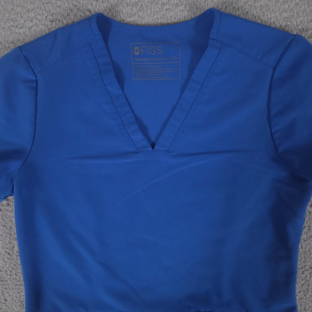 Figs Casma Scrub Top Womens XS Blue Three Pocket Technical Medical Nurse Work